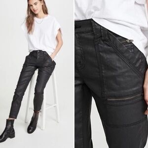 Joie Black Park Skinny B Coated Moto Jeans – Size 26 – Caviar